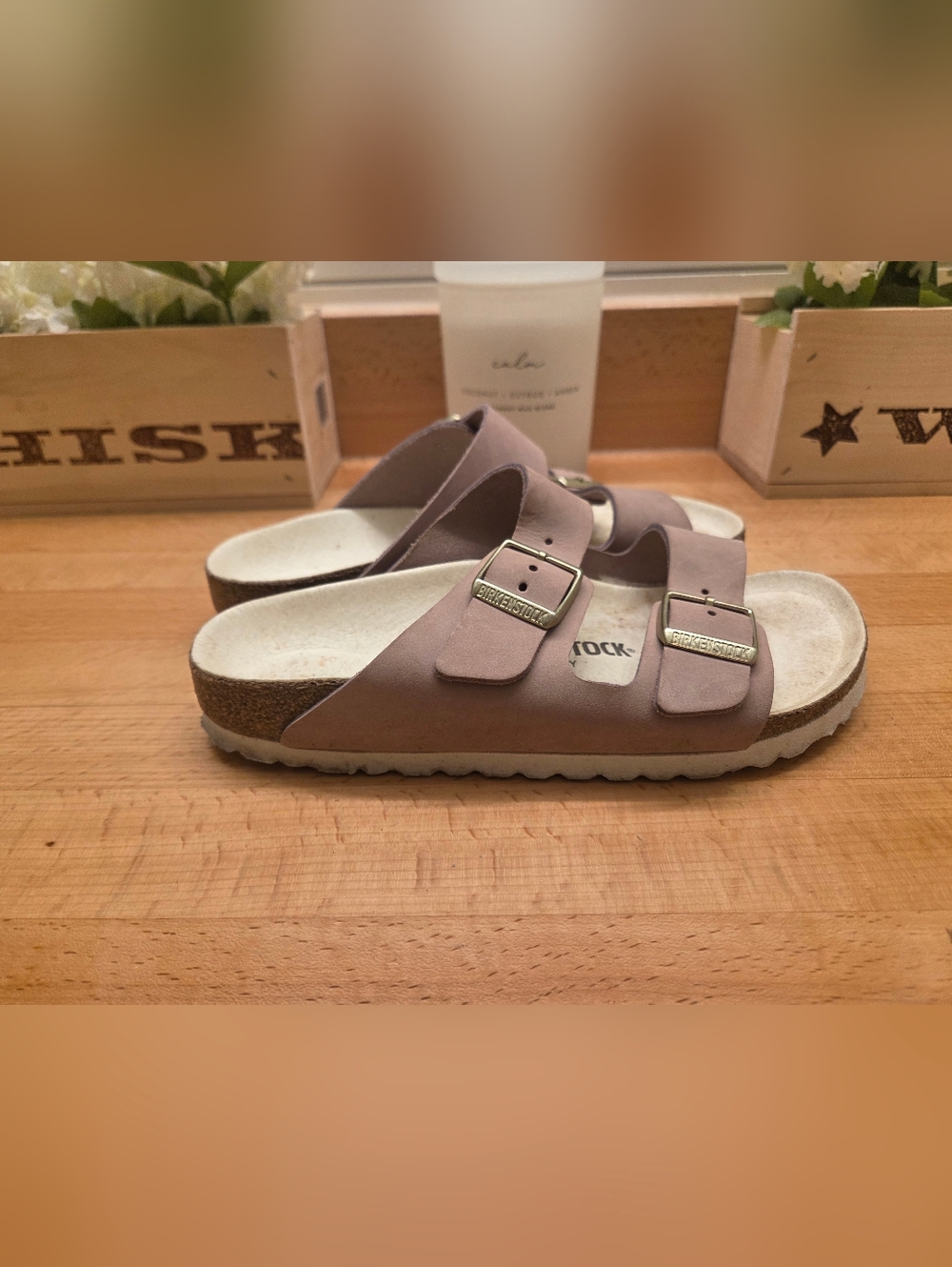 Birkenstock Arizona Sandals Orchid Light Pink Nubuck Leather Women's Size 36